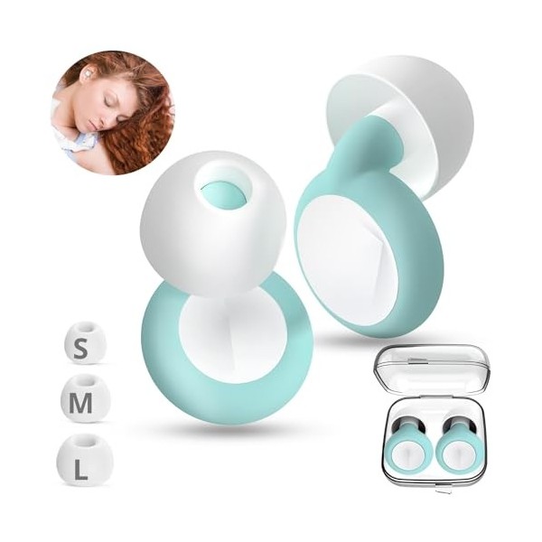 OUVESTA Lot de 2 bouchons doreilles anti-bruit en silicone + 6 coussinets de différentes tailles | Bouchons doreille pour l