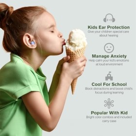 Bouchons doreilles pour enfants 5 à 12 ans - Réutilisables - Réduction du bruit - Pour la maison, lécole et les loisirs -