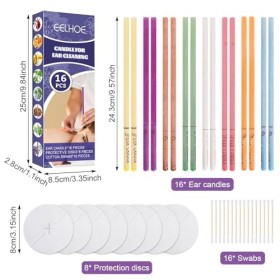 16 pièces toutes les bougies doreille naturelles cônes de bougie en cire dabeille 8 couleurs ,parfumées，Bougie Auriculaire