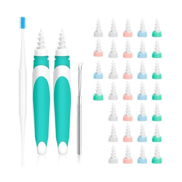FIDWALL Kit de Nettoyage des Cires dOreilles avec 16 Embouts en Silicone Doux,Réutilisable et Lavable,Inclut 3 Types dOutil
