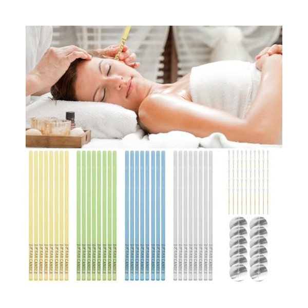 BORISCA 32 Pièces Bougie Oreille Nettoyante, Bougie dOreilles ave 10 Plateaux et 10 Cotons-Tiges, Bougie Auriculaire Aromati