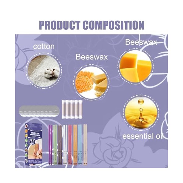 16 Pièces Bougie Oreilles Nettoyante Bougies pour Les Oreilles, Bougie Auriculaire Naturelle Kit de Nettoyage d’oreille pour 