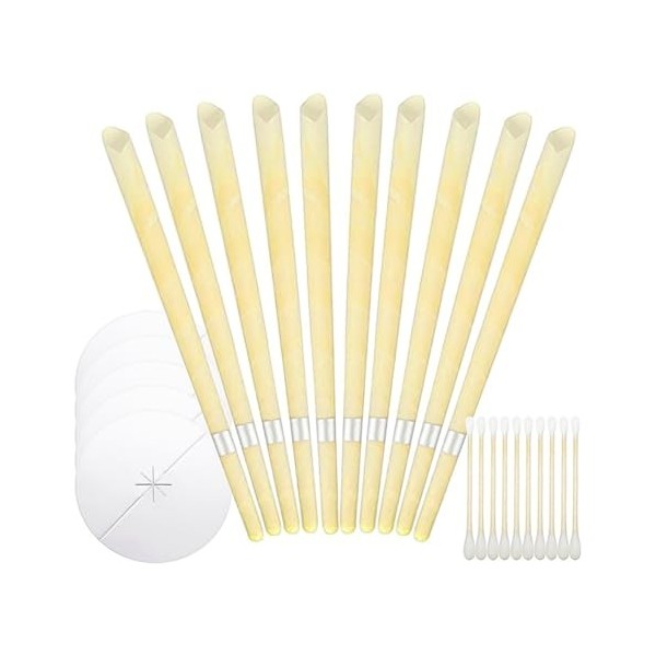 Laroal Bougies Auriculaires, 10 Bougies Auriculaires en Cire dabeille Naturelle, Bougies Creuses parfumées cylindriques, kit