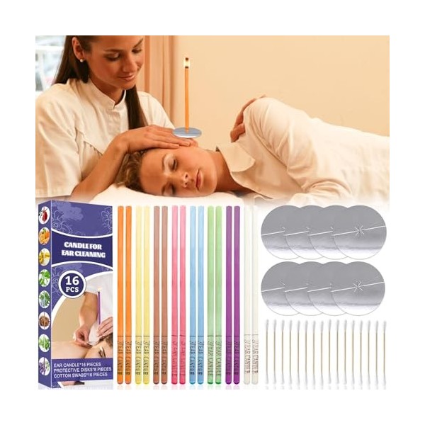 Bougies auriculaires, bougies anti-cérumen, kit de bougies auriculaires, bougies auriculaires naturelles avec filtre de sécur