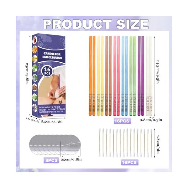 Bougies auriculaires, bougies anti-cérumen, kit de bougies auriculaires, bougies auriculaires naturelles avec filtre de sécur