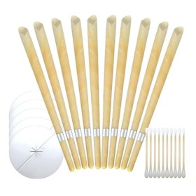EIHI Bougie Oreille Nettoyante, Bougie doreille,10 pièces, Naturelle, avec 5 Disques de Protection