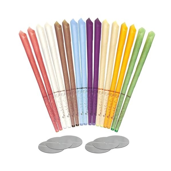 16 Pièces Bougies d’Oreilles, Bougie en Cire Auriculaire, Kit de Nettoyage d’oreille, Bougies doreille Dissolvant avec 6 Dis