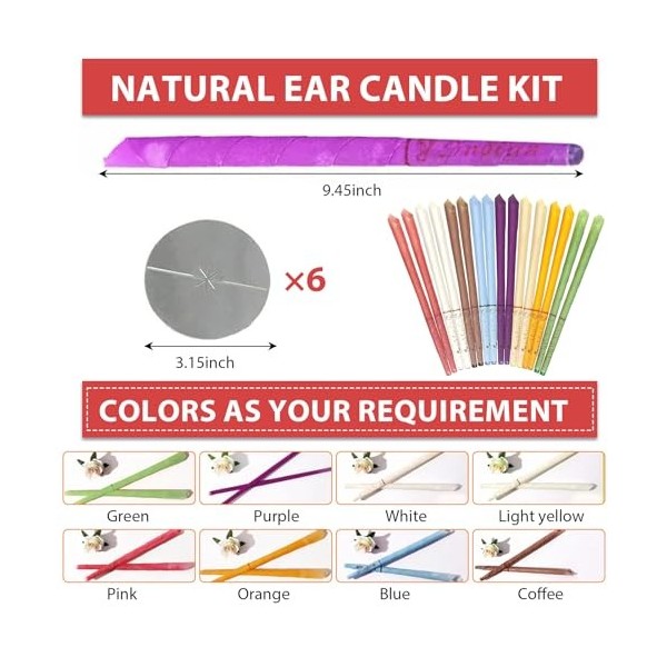 16 Pièces Bougies d’Oreilles, Bougie en Cire Auriculaire, Kit de Nettoyage d’oreille, Bougies doreille Dissolvant avec 6 Dis