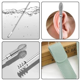 KOLZEMV Set de Nettoyage doreille,cure oreille, 12 Pièces Nettoyants Auriculaires Médicaux en Acier Inoxydabl Curette Oreill