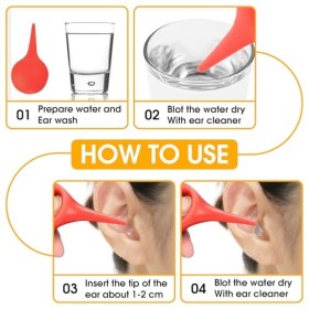 3PCS Poire Lavement Oreilles Boule de Nettoyage Auriculaire en Caoutchouc Soufflager Saleté Rouge Réutilisable pour Nettoyer 