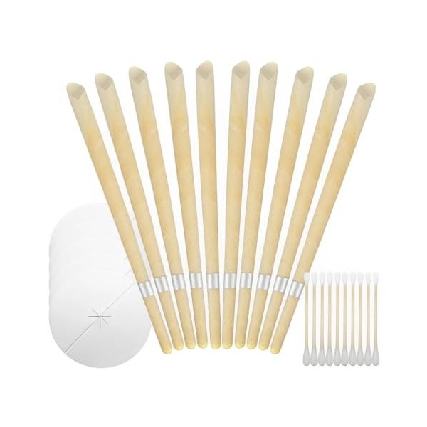 EIHI 10 Pièces Bougie Oreille,Bougie Doreille Pour Le Nettoyage Du Cérumen Avec Disque De Protection De Filtre De Sécurité Et