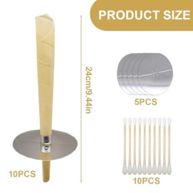 EIHI 10 Pièces Bougie Oreille,Bougie Doreille Pour Le Nettoyage Du Cérumen Avec Disque De Protection De Filtre De Sécurité Et