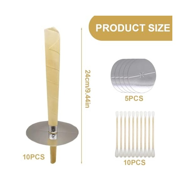 EIHI 10 Pièces Bougie Oreille,Bougie Doreille Pour Le Nettoyage Du Cérumen Avec Disque De Protection De Filtre De Sécurité Et