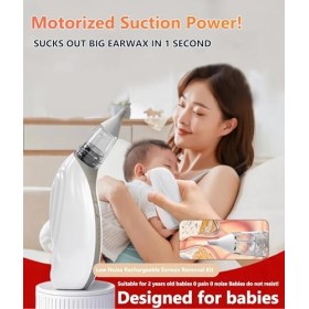 Outil de Retrait de Cérumen Sous Vide, Nettoyeur Doreille électrique à Forte Aspiration à 3 Vitesses, Outil de Retrait Deau