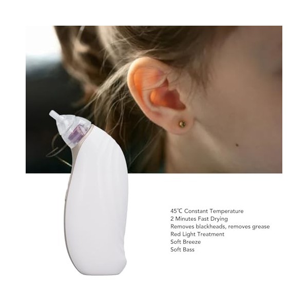 10W Sèche-Oreille Rechargeable Apaisant Air Chaud Oreille Séchage Dissolvant Deau Rechargeable Apaisant Air Chaud Oreille Sé