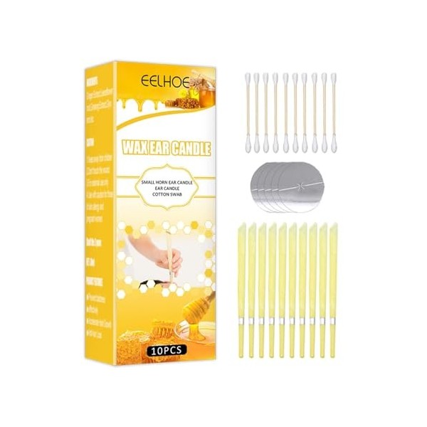 Lot de 25 Bougies d’Oreilles, Naturelles Bougie Oreille en Cire Dabeille pour le Nettoyage, Kit de Bougies Auriculaires avec