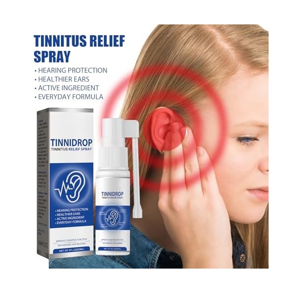 KOAHDE Spray pour le Traitement des Oreilles,Gouttes Auriculaires pour les Acouphènes Douleurs,Spray Anti-Acouphènes pour le 