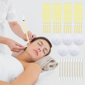 Lot de 16 bougies doreilles en cire dabeille - Bougies doreilles naturelles pour le nettoyage - Non toxiques - Cylindrique