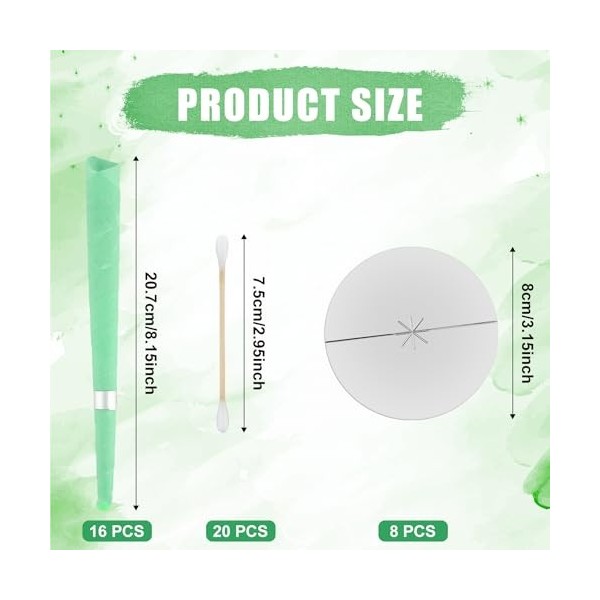 16pcs Kit dÉlimination du Cérumen, Bougies Auriculaires Bougies Nettoyage Oreille avec 20 Cotons-Tiges en bois et 8 Disques 