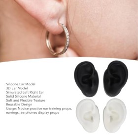2 paires de modèles doreilles en silicone, modèle flexible gauche et droit pour le perçage des oreilles, parties du corps en
