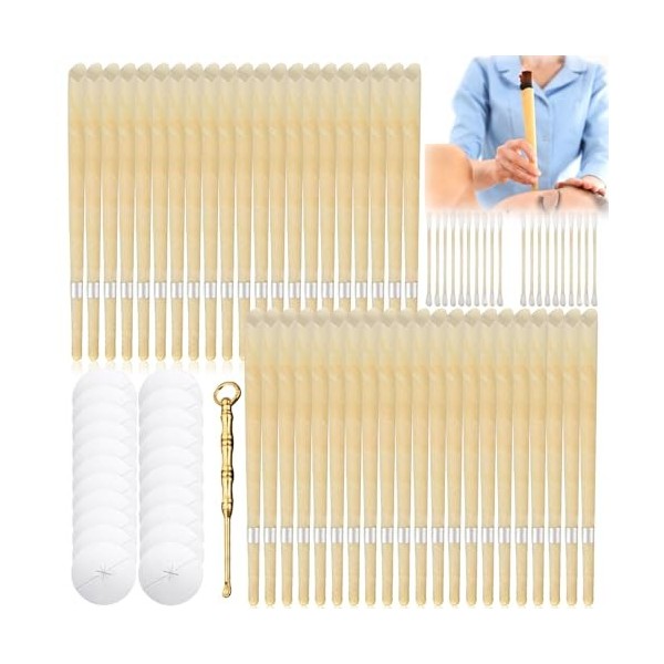 Lot de 42 bougies auriculaires : Bougies auriculaires en cire dabeille, lot de bougies auriculaires naturelles, non toxiques