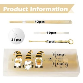 Bougies D’Oreilles,42 PCS Bougie En Cire Auriculaire,Bougies Auriculaires Avec 40 Cotons-Tiges, 21Disques De Protection,1 Cui