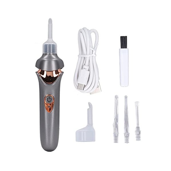 Outil Délimination du Cérumen, Nettoyeur Doreille avec Lumière LED, Cire Doreille Sous Vide électrique, Kit Délimination 