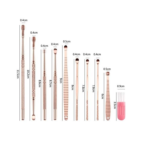 QKEPCY Nettoyeur Doreille, Cuillère à Oreille en Acier Inoxydable, Kit de Nettoyeur Doreilles, Curette Oreille Kit avec Boî