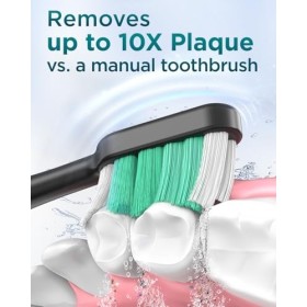 Brosse à dents électrique pour adultes et enfants – 5 modes de nettoyage en profondeur avec 8 têtes de brosse à dents, autono