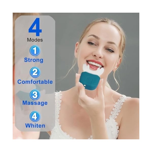 Brosse à dents électrique à ultrasons pour adultes, en forme de U, bouche entière, nettoyage à 360 °, blanchiment des dents,