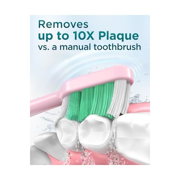 Brosse à dents électrique pour adultes et enfants – 5 modes de nettoyage en profondeur avec 8 têtes de brosse à dents, autono