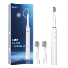 MGW Sonic Brosse à Dents Electrique Rechargeable par USB Etanche Minuteur Intelligent 2 Têtes de Brosse à Dents Blanc