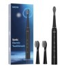 MGW Sonic Brosse à Dents Electrique Rechargeable USB Étanche Minuteur Intelligent 2 Têtes de Brosse à Dents Noir