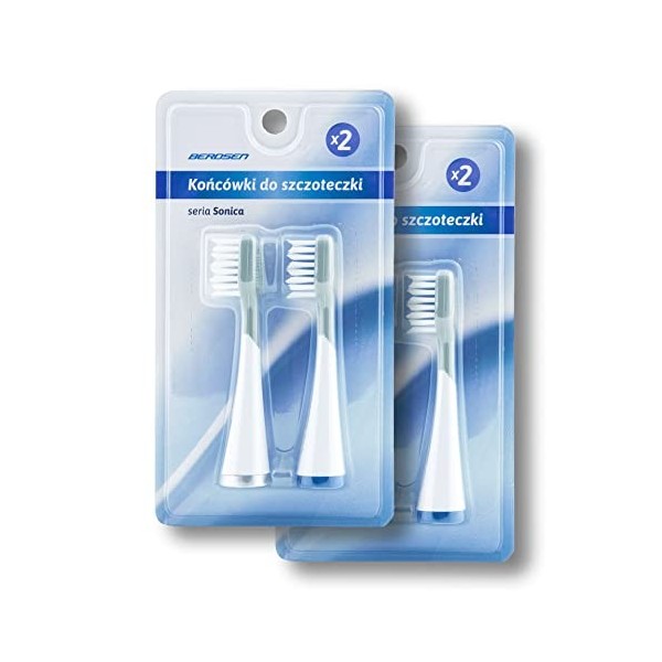 Berdsen, Lot de 4 têtes de rechange pour brosse à dents sonique standard Berdsen X1