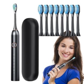 Brosse à dents électrique – Brosse à dents électrique de voyage | Brosse à dents électrique rechargeable pour adultes avec 3 