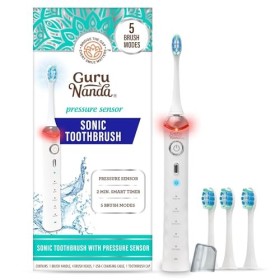GuruNanda Brosse à dents électrique sonique avec capteur de pression – Brosse à dents rechargeable avec 5 modes, fonction mém