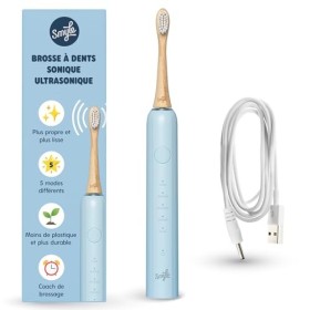 Smyle Brosse à dents sonique ultrasonique - Sourire blanc éclatant et nettoyage efficace - Étanche - Avec têtes de brosse en 