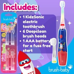 KidzSonic Rocket Brosse à dents électrique avec lot de 4 têtes de brosse de rechange – Sourire propre et sain, soins bucco-de