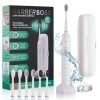 BarberBoss Brosse à dents électrique sonique, brosse à dents pour adultes avec 5 modes, 3 têtes de rechange, capteur de press