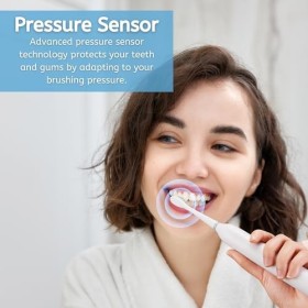 BarberBoss Brosse à dents électrique sonique, brosse à dents pour adultes avec 5 modes, 3 têtes de rechange, capteur de press