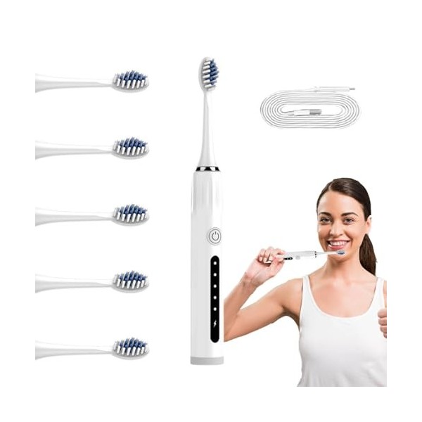 Brosse À Dents Électrique Pour Adultes – Brosse À Dents Ultrasonique Pour Nettoyage En Profondeur, Rechargeable, Brosse À Den