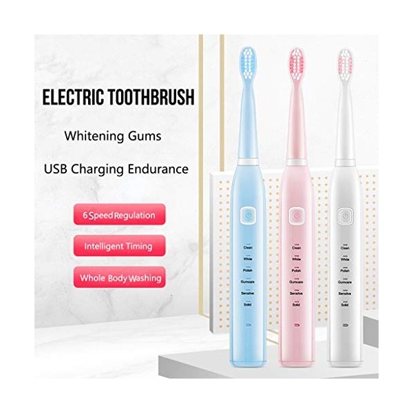 FARUTA Brosse à dents électrique, brosse à dents rechargeable par USB, brosse à dents de voyage avec 4 têtes de rechange pour