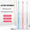 FARUTA Brosse à dents électrique, brosse à dents rechargeable par USB, brosse à dents de voyage avec 4 têtes de rechange pour