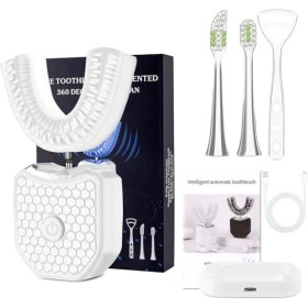 WingFly Brosse à dents électrique à ultrasons - Poils de mise à niveau 360 ° - Automatique - En forme de U - Nettoyage intell