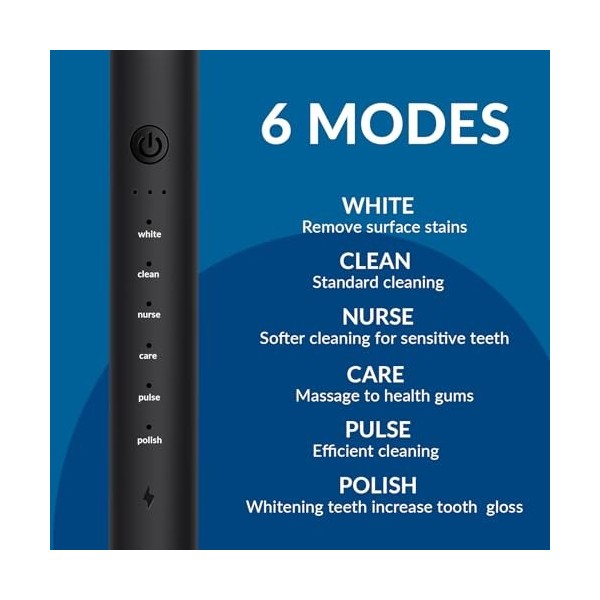 SUNPRO Lot de 2 brosses à dents électriques soniques pour adultes, brosse à dents rechargeable avec minuterie intégrée de 2 m