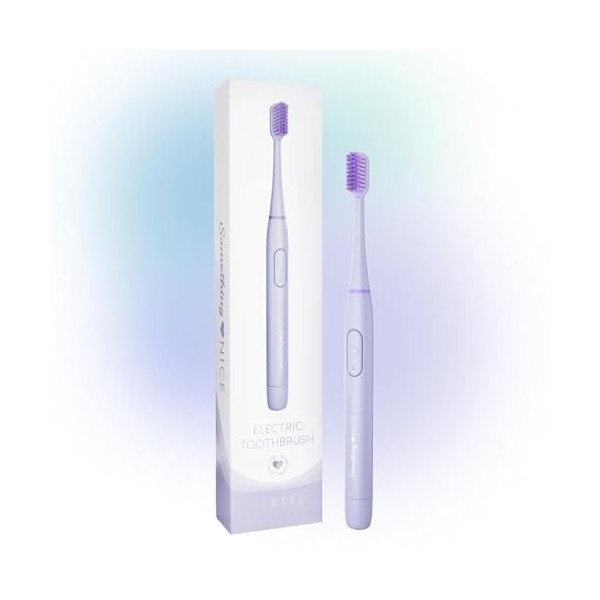 SOMETHING NICE Brosse à dents électrique pour adultes – 18 000 vibrations par minute – Brosse à dents électrique de voyage av