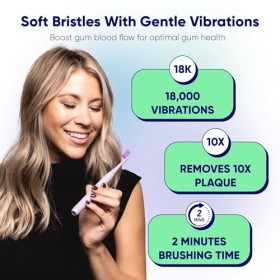 SOMETHING NICE Brosse à dents électrique pour adultes – 18 000 vibrations par minute – Brosse à dents électrique de voyage av