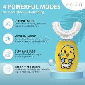V-WHITE Brosse à dents électrique à ultrasons en forme de U pour blanchiment des dents, nettoyage de la bouche à 360°, protec