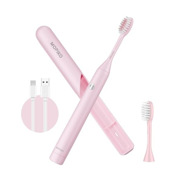 MOPIKO Sonic Brosse à dents électrique rose, USB 