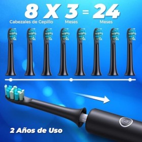 Brosses à dents électriques pour adultes - 8 têtes de brosse, charge rapide 4 heures, dure 60 jours, brosse à dents électriqu